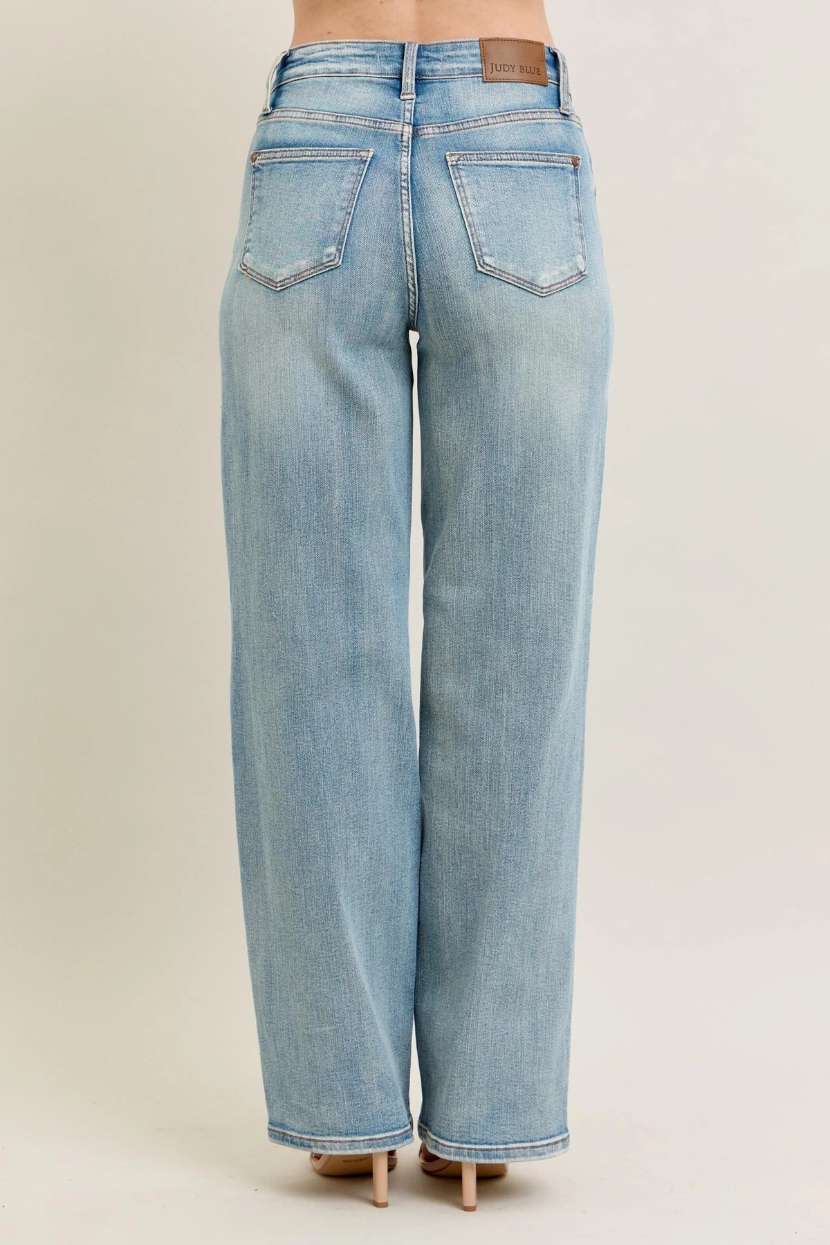 Judy Blue Destroyed Knee Patch Jeans women's straight leg destroyed detail denim