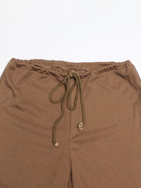 Collared Neck Long Sleeve Top and Drawstring Pants Set Trandify Deal