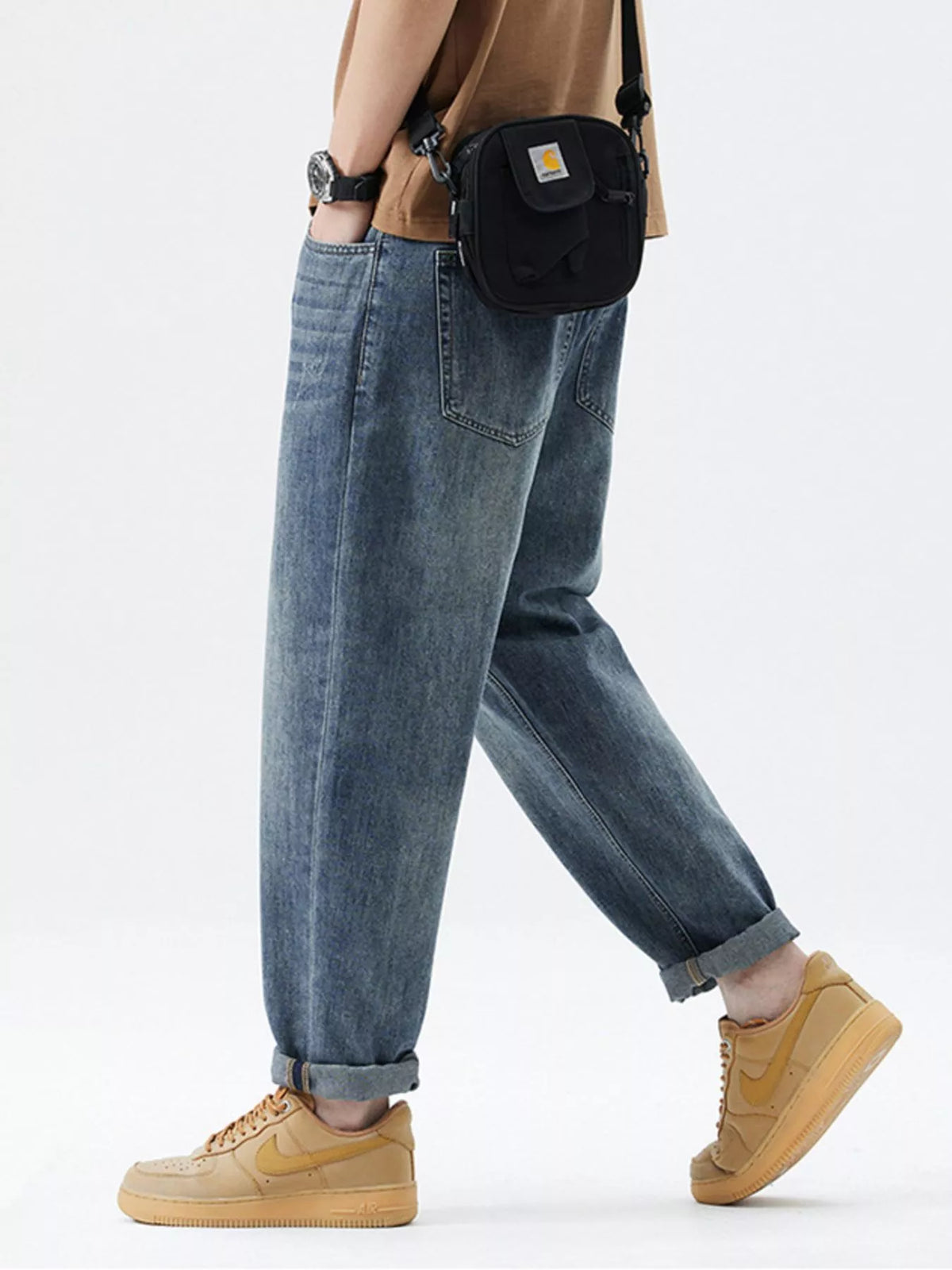 Men's Washed Relaxed Fit Jeans | Comfort Stretch Denim