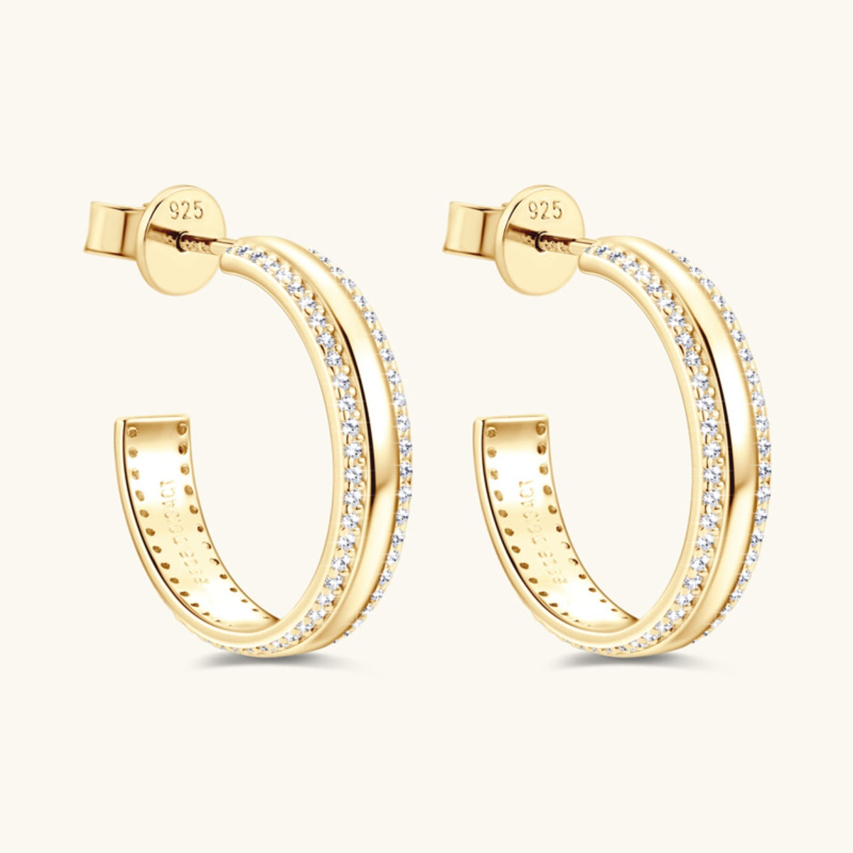 925 Sterling Silver Inlaid Moissanite C-Hoop Earrings Trandify Deal