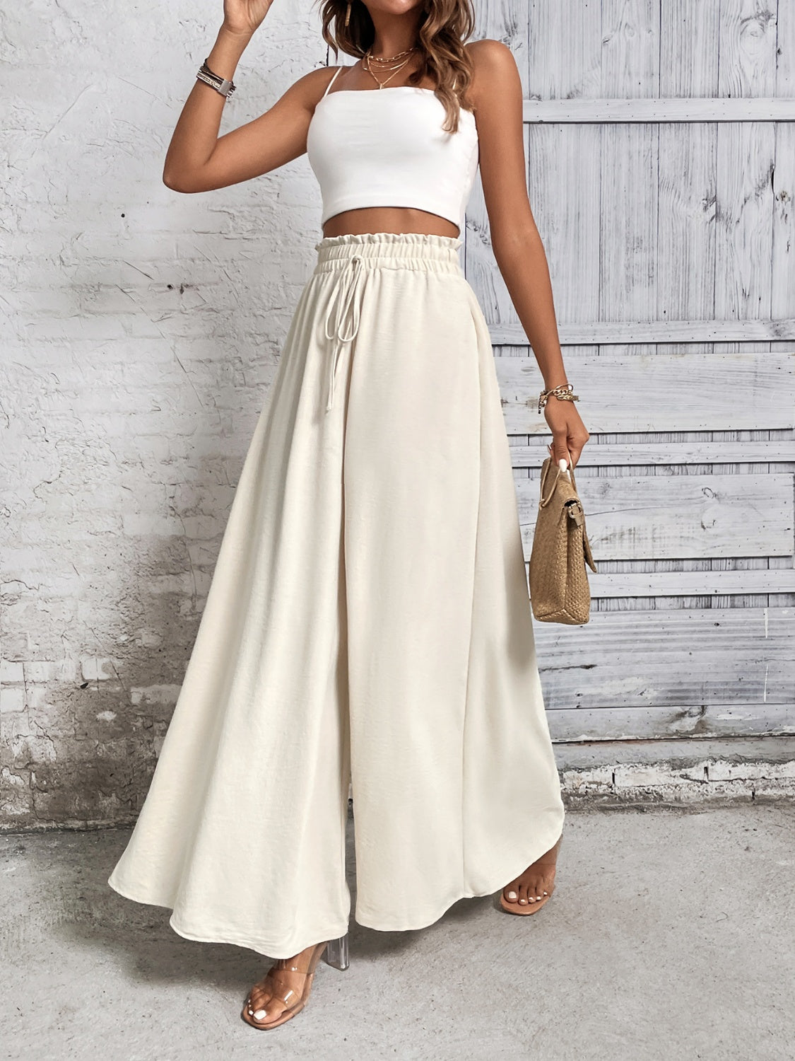 Tied High Waist Wide Leg Pants Trandify deal