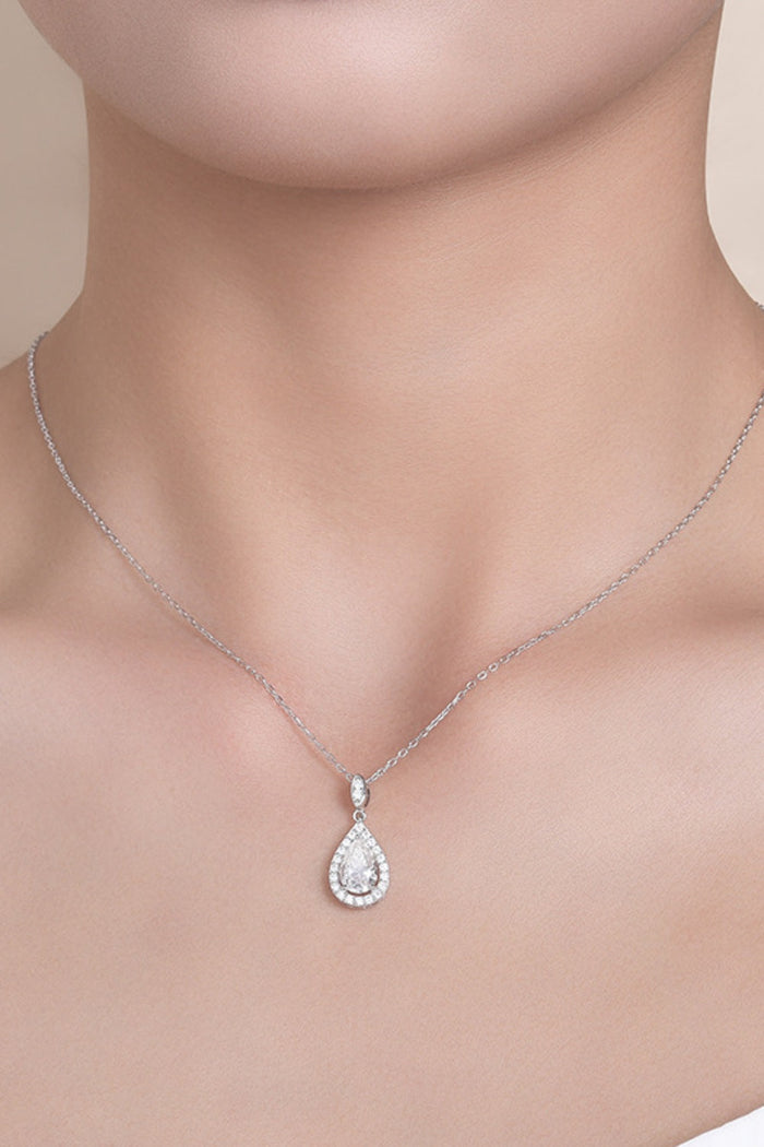 1.5 Carat Moissanite 925 Sterling Silver Teardrop Necklace Trandify deal