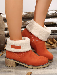 Thermal Fuzzy Block Heel Boots Trandify Deal