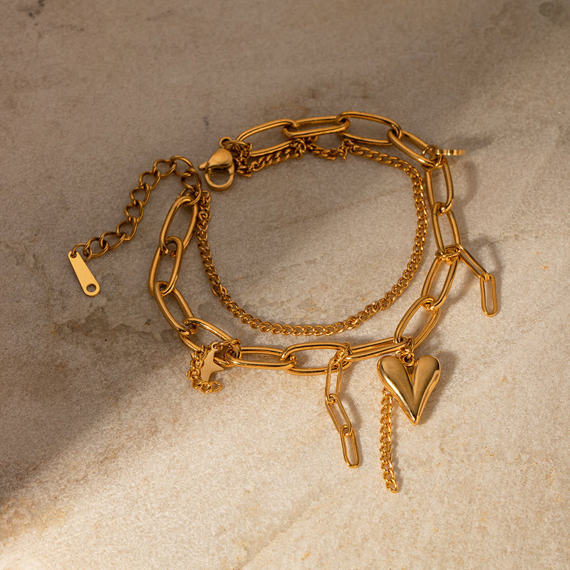 Stainless Steel Double Layered Charm Bracelet Trandify Deal