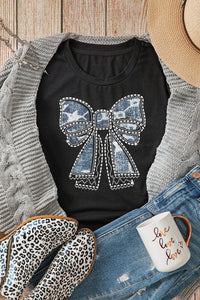 Bow Round Neck Short Sleeve T-Shirt - Trandify Deal