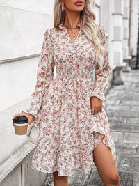 Ruffle Hem Floral Surplice Long Sleeve Dress Trandify Deal