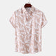 Plus size men’s Hawaiian shirt with blue tropical floral print, short sleeve button-up for summer