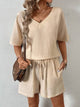 V-Neck Half Sleeve Top and Shorts Set - Trandify Deal