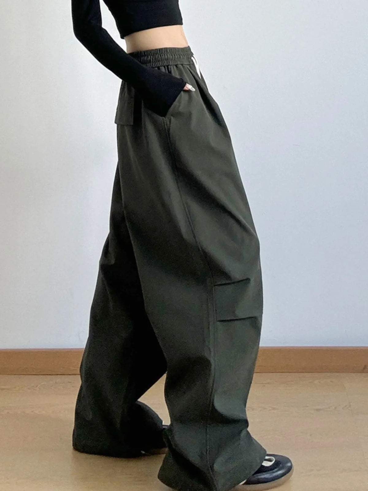 Women’s oversized wide leg drawstring pants in pink – boho chic high-waisted lounge pants