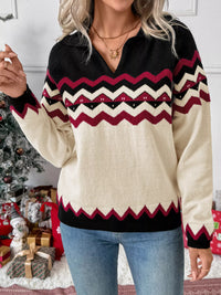 Women's Chevron Knit Sweater | Cozy Long Sleeve Top