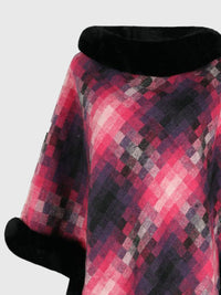 Faux Fur Trim Poncho Trandify Deal