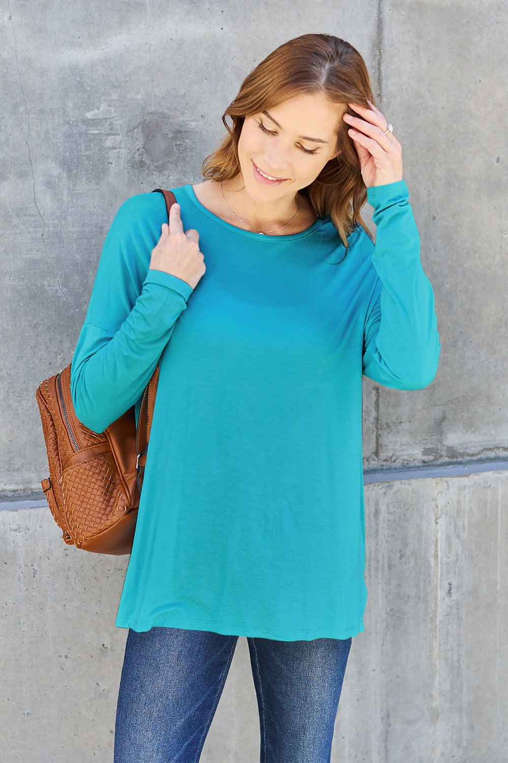 Basic Bae Full Size Round Neck Dropped Shoulder T-Shirt Trandify Deal