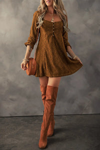 Textured Square Neck Mini Dress Trandify Deal