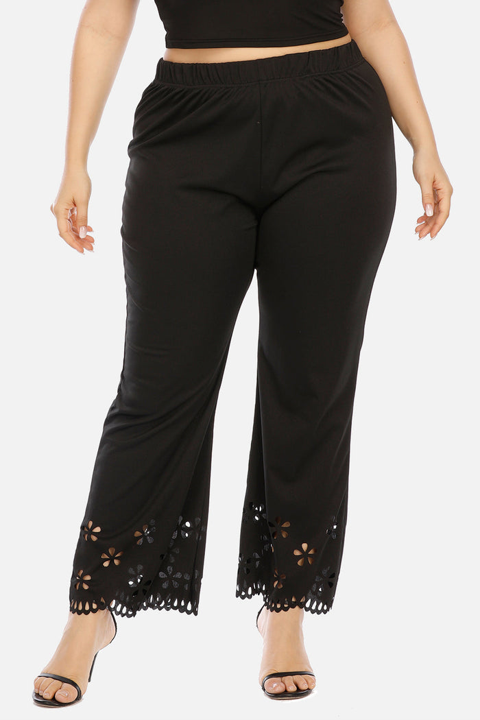 Plus Size Openwork Detail Pants Trandify deal
