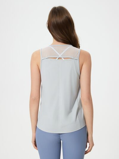 Women’s Cutout Back Active Tank Top – Cropped Yoga Tee for Workouts