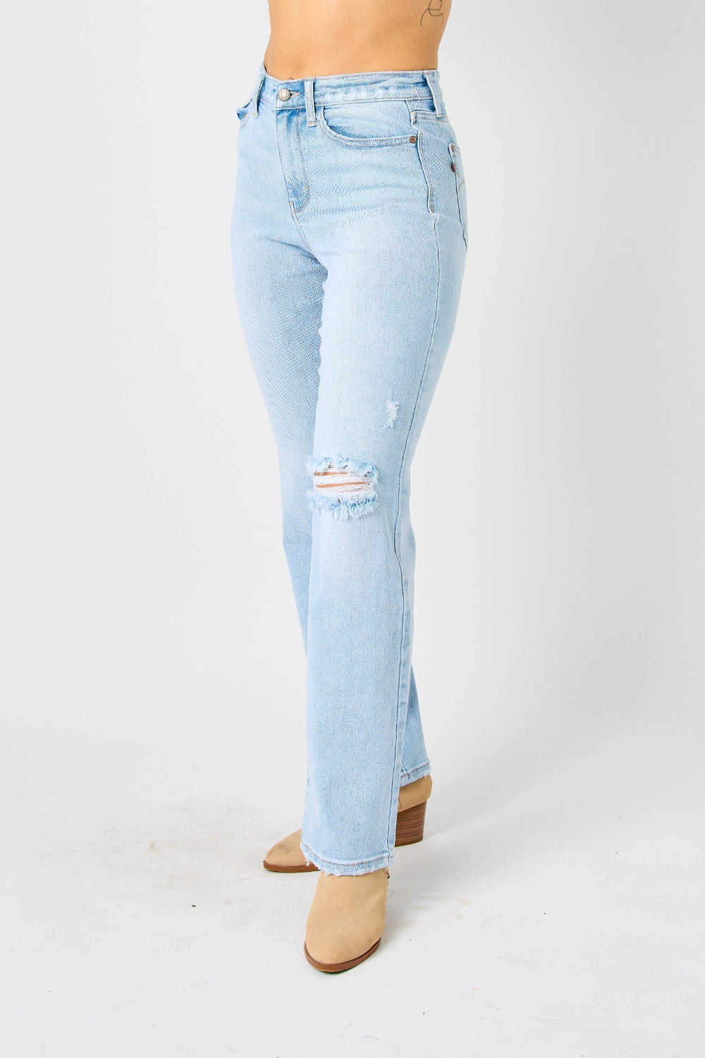 Judy Blue Full Size High Waist Distressed Straight Jeans Trandify deal