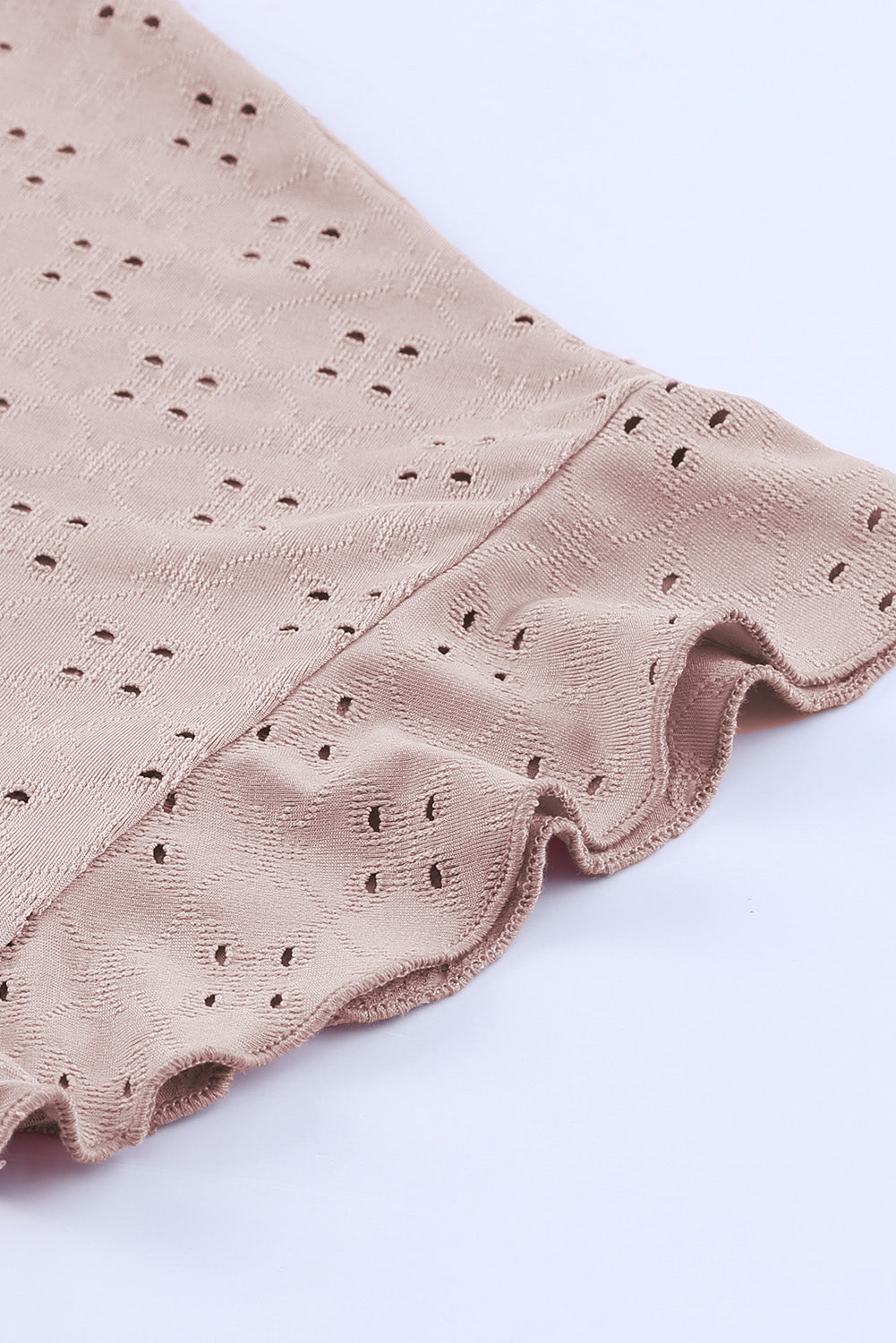 Plus Size Eyelet Round Neck Short Sleeve Blouse Trandify deal