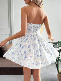 Strapless Floral Mini Dress with Lace-Up Back – Sexy Summer Dress for Women