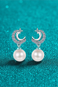 Moissanite Pearl Drop Earrings Trandify Deal