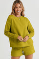 Double Take Full Size Texture Long Sleeve Top and Drawstring Shorts Set Trandify Deal