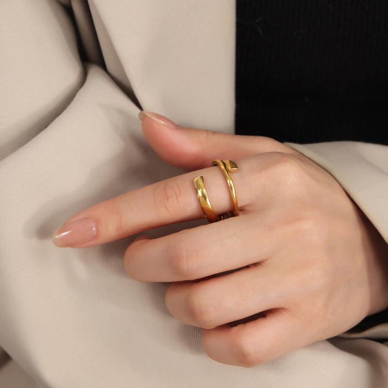 Titanium Steel Layered Wrap Ring Trandify deal