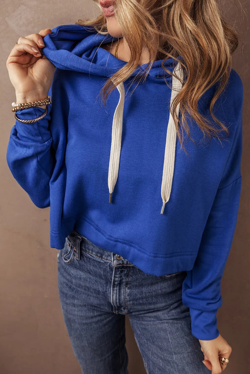 Drawstring Long Sleeve Hoodie Trandify Deal