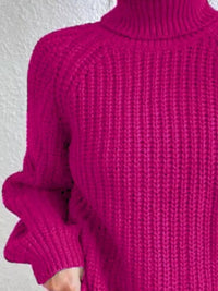 Plus Size Turtleneck Sweater - Ribbed Long Sleeve Top