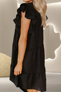 Embroidered Ruffled Cap Sleeve Mini Dress Trandify deal