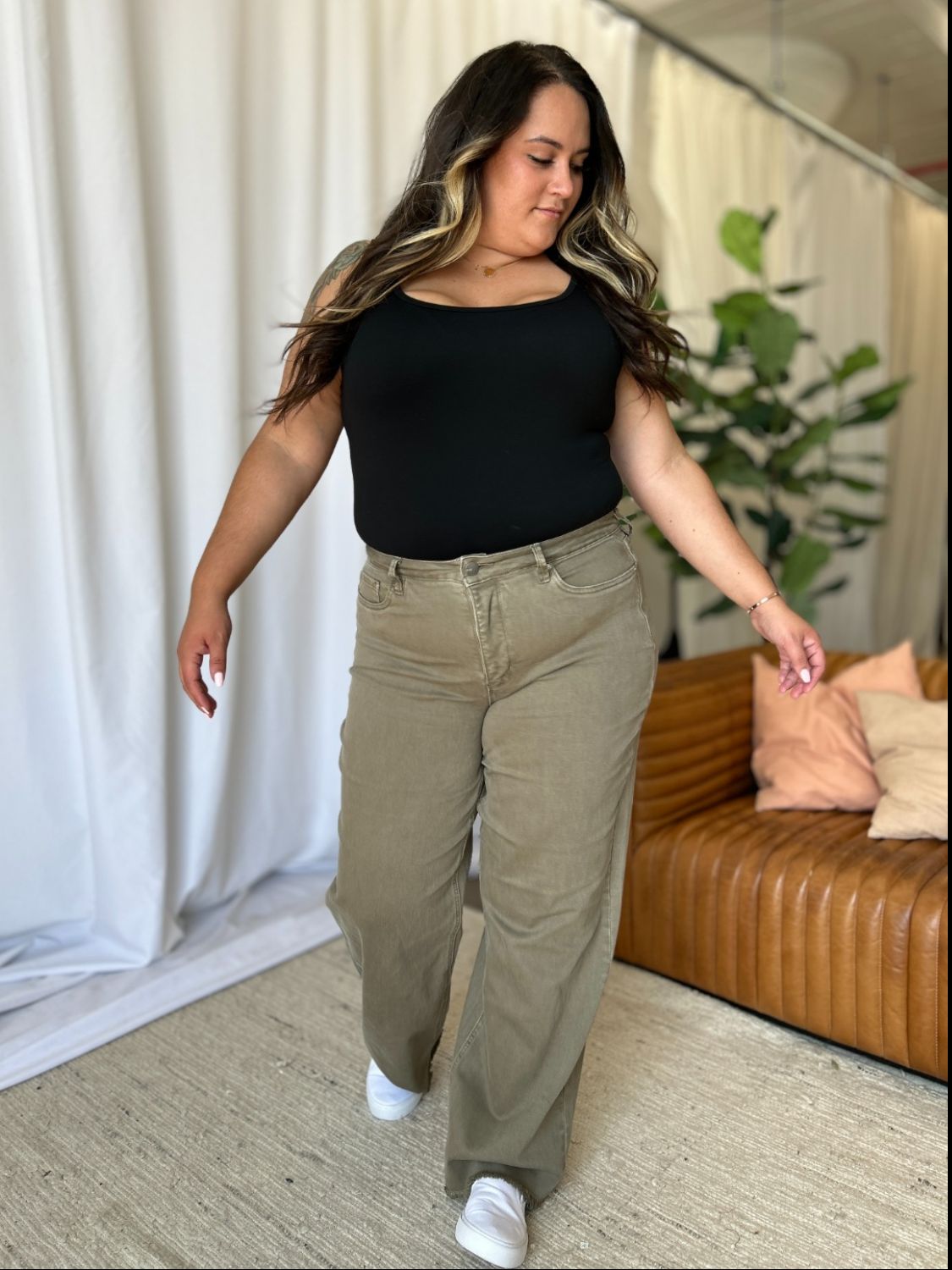RFM Full Size High Rise Garment Dye Wide Leg  Jeans Trandify Deal
