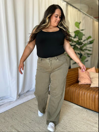 RFM Full Size High Rise Garment Dye Wide Leg  Jeans Trandify Deal