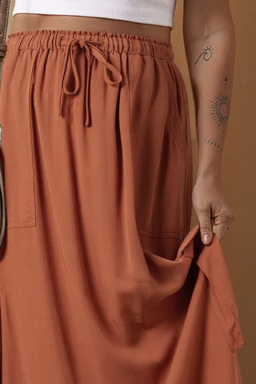 Drawstring Maxi Skirt with Pockets Trandify Deal