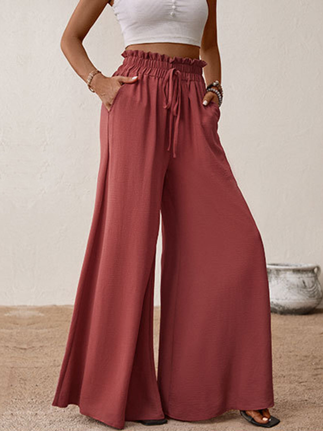 Perfee Frill Tied Wide Leg Pants Trandify Deal