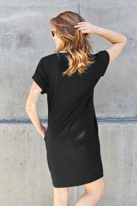 Basic Bae Full Size Round Neck Short Sleeve Dress with Pockets Trandify deal