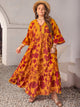 Plus Size Lace Detail Printed V-Neck Maxi Dress Trandify Deal