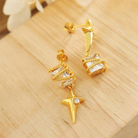 Zircon Copper Geometric Drop Earrings Trandify deal