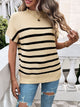 Devine Striped Mock Neck Short Sleeve Sweater Trandify deal