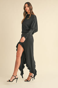 Mable Backless Asymmetric Ruffle Hem Dress Trandify Deal
