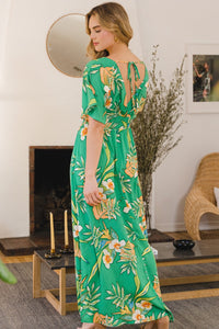 ODDI Full Size Floral Smocked Tied Back Maxi Dress Trandify deal