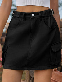 Adjustable Waist Denim Skirt with Pockets Trandify deal