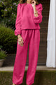 Round Neck Long Sleeve Top and Pants Set Trandify Deal