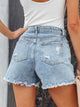 Distressed Fringe Denim Shorts with Pockets Trandify deal