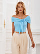 Asymmetrical Neck Short Sleeve T-Shirt Trandify deal