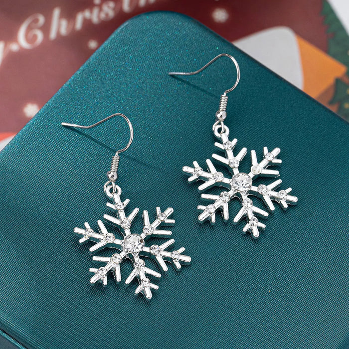 Christmas Snowflake Dangle Earrings, Rhinestone Alloy Jewelry