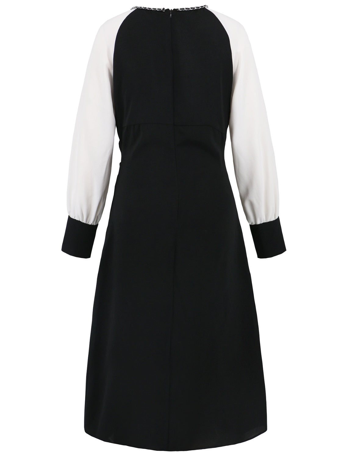 Ruched Contrast Long Sleeve Midi Dress Trandify Deal