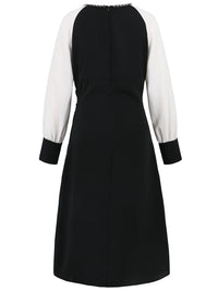Ruched Contrast Long Sleeve Midi Dress Trandify Deal