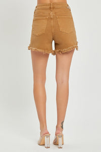 RISEN High Waist Frayed Hem Denim Shorts Trandify deal