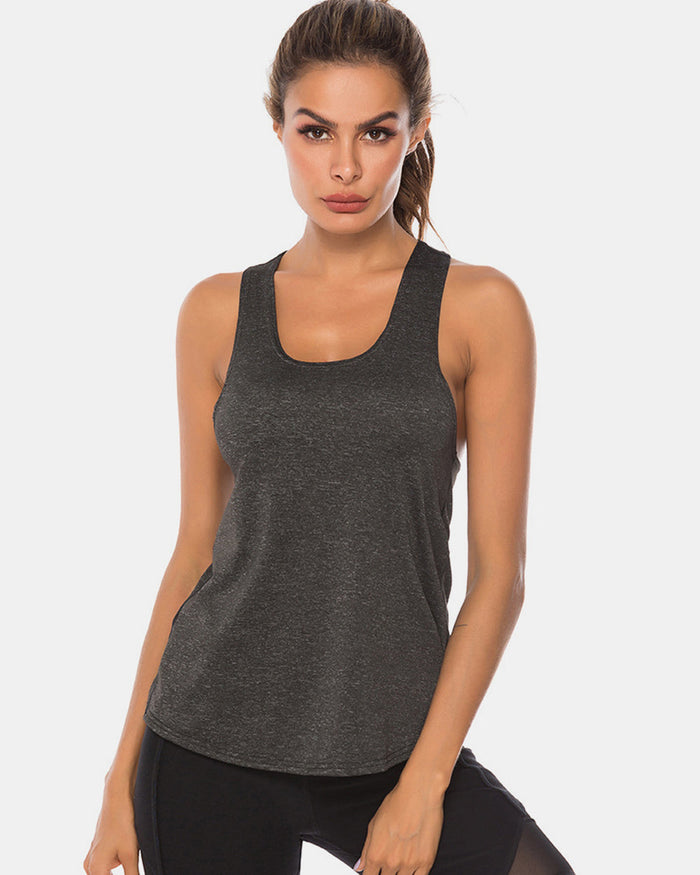 Full Size Scoop Neck Wide Strap Active Tank Trandify deal