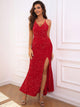 Slit Sequin V-Neck Cami Dress Trandify deal