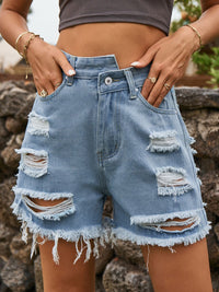 Distressed Raw Hem Denim Shorts Trandify Deal