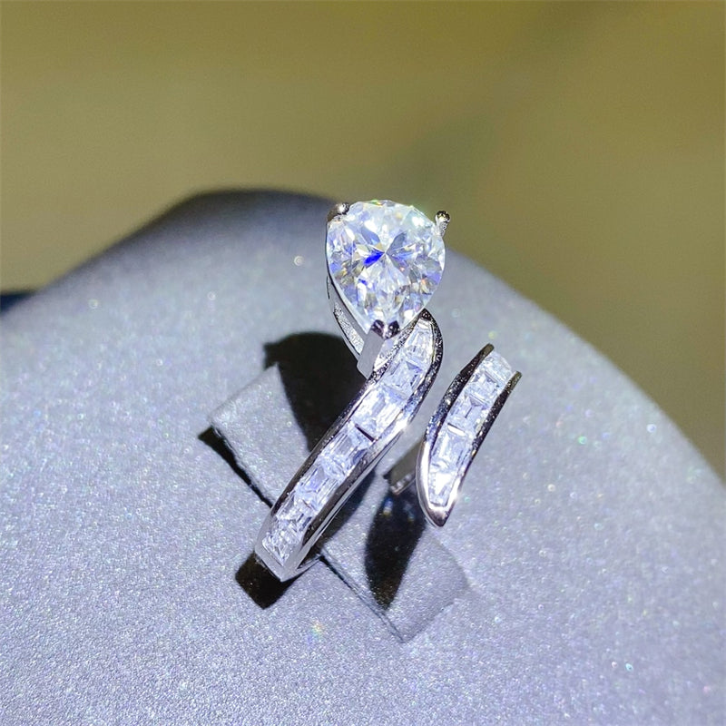 3 Carat Moissanite Zircon 925 Sterling Silver Bypass Ring Trandify Deal